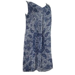 Rose & Olive Blue Paisley Dress V-Neck Knee Length Sleeveless Shift ALine Small